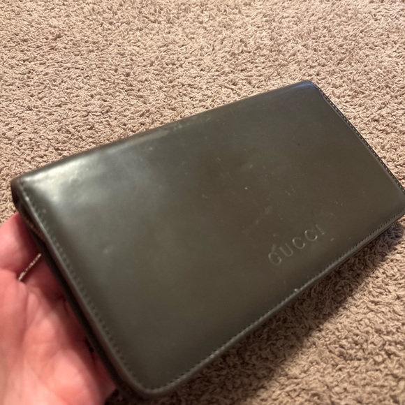 Vintage Gucci Bamboo Zip Around Wallet Brown Leather Long Wallet Made in Italy - Picture 3 of 15